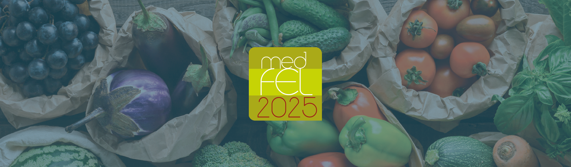 Fruits et légumes et logo du MedFel au milieu